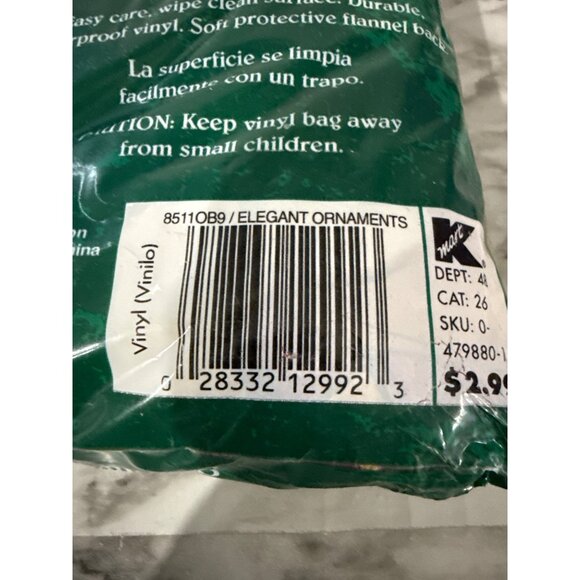 Vintage NEW Trim A Home Xmas Oblong Vinyl Tablecloth 52" X 90" Flannel-Backed - Picture 4 of 6